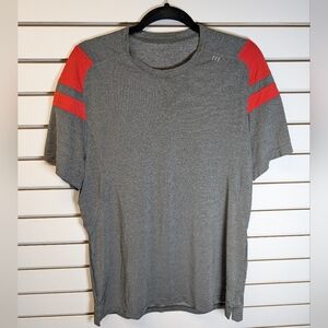 Lululemon Men's Metal Vent Tech Gray/Red Activewear Shirt Size L EUC